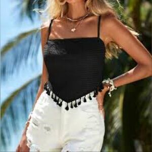 ☀️Black Tassel Trim Women's Top☀️